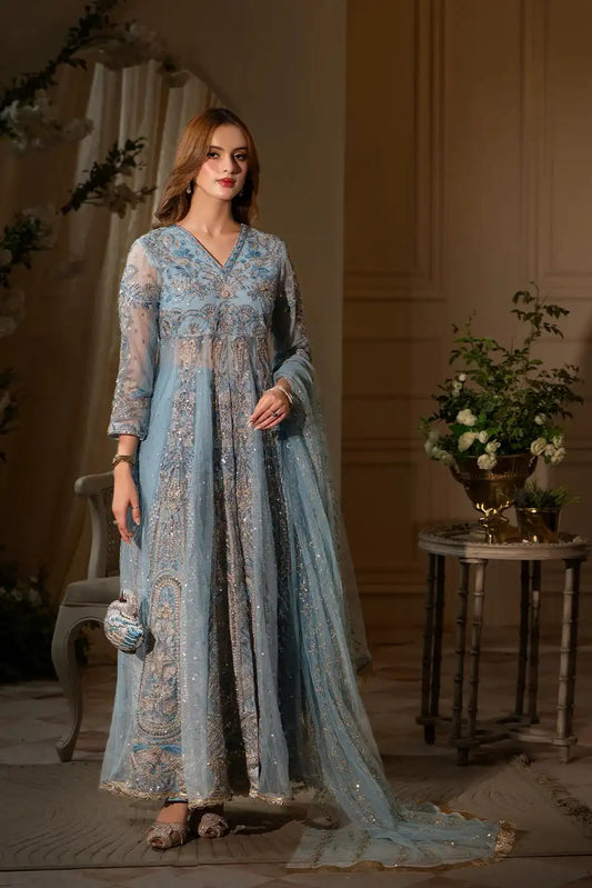 Mumtaz Mehal Powder Blue Embroidered Dress