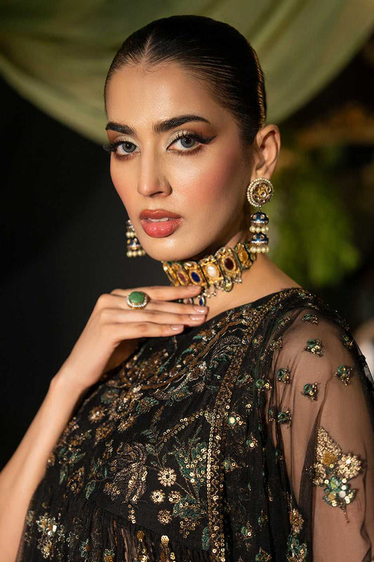 RANI – Black Embroidered Net Peshwaas Suit - SilkMotif