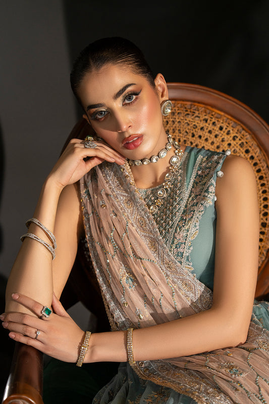 REGAL – Green & Mink Embroidered Lehnga Set - SilkMotif