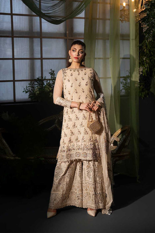 White Peacock – Off White Embroidered Net 3-Piece Suit - SilkMotif