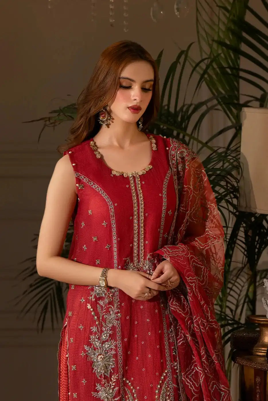 Blush Shine – Cotton Net Embroidered Suit 