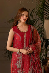 Blush Shine – Cotton Net Embroidered Suit 