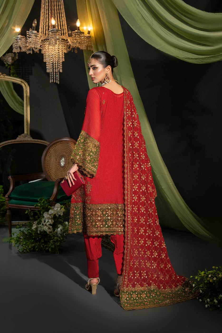 NOORJAHAN – Maroon Cotton Embroidered 3-Piece Suit - SilkMotif