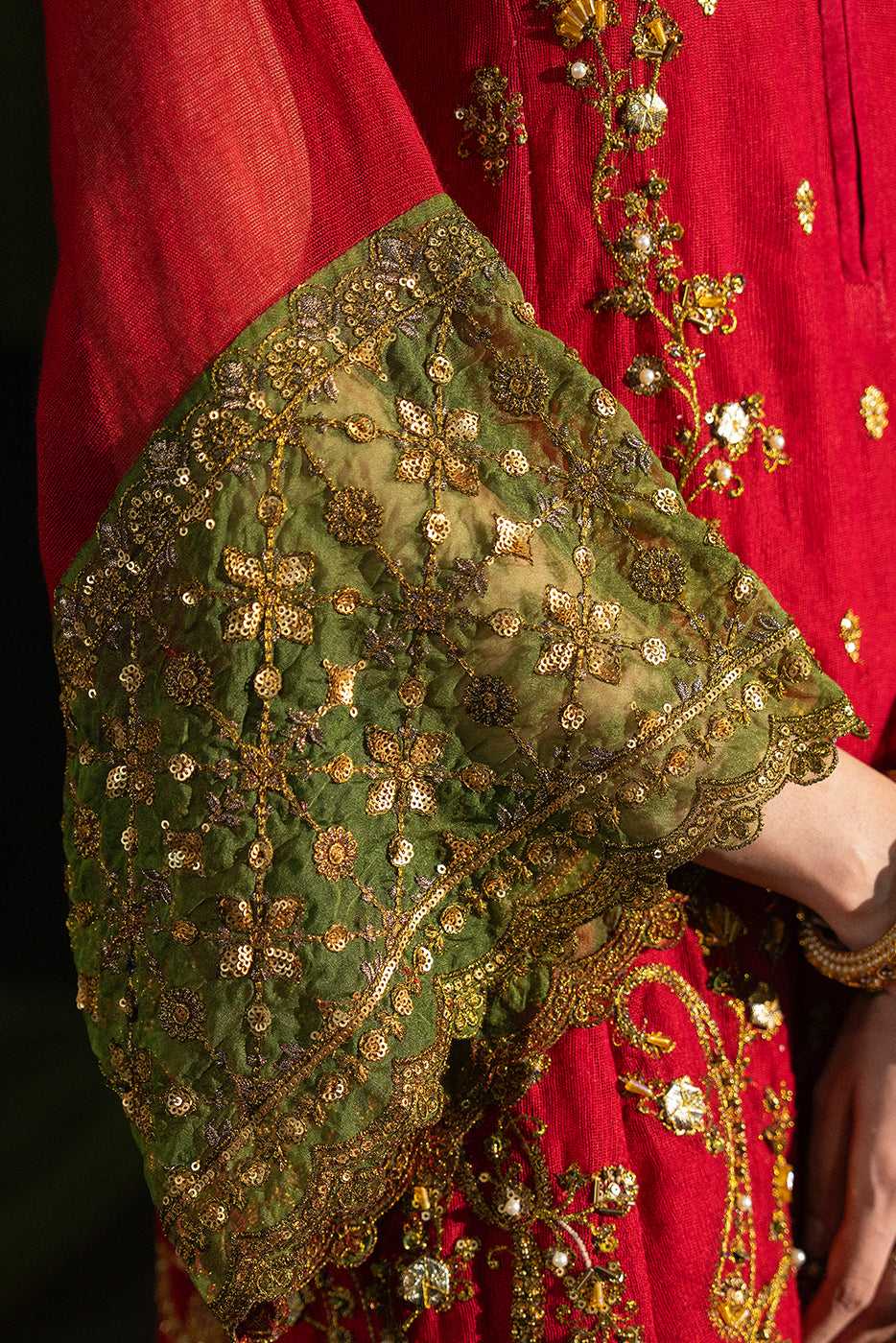 NOORJAHAN – Maroon Cotton Net  3-Piece Suit - SilkMotif