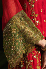 NOORJAHAN – Maroon Cotton Net  3-Piece Suit - SilkMotif