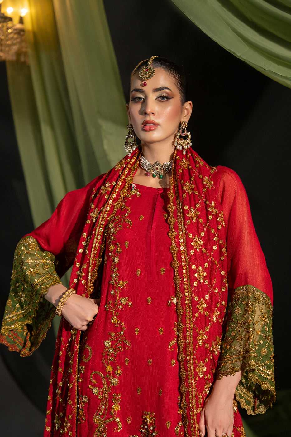 NOORJAHAN – Maroon Cotton Net Embroidered 3-Piece Suit- SilkMotif 2