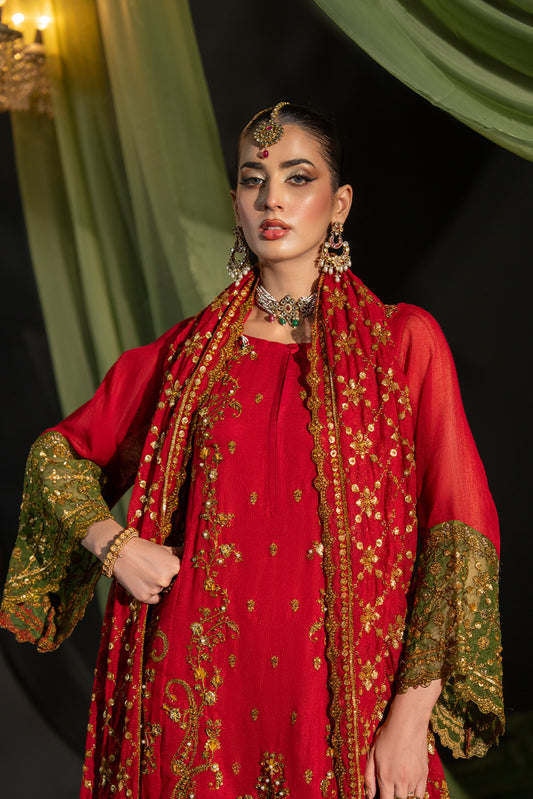 NOORJAHAN – Maroon Cotton Net Embroidered 3-Piece Suit- SilkMotif 2
