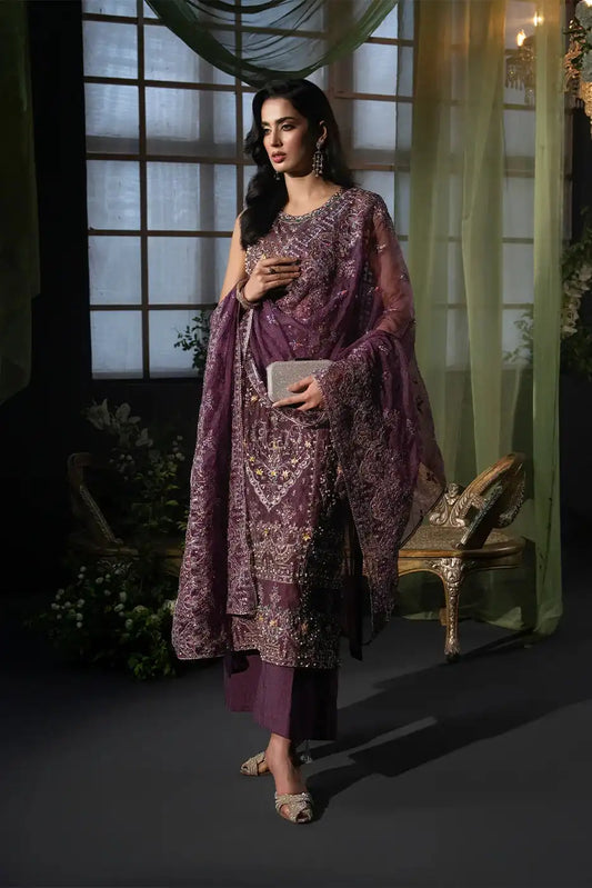 Purple Haze – Cotton Net Embroidered 3-Piece Suit