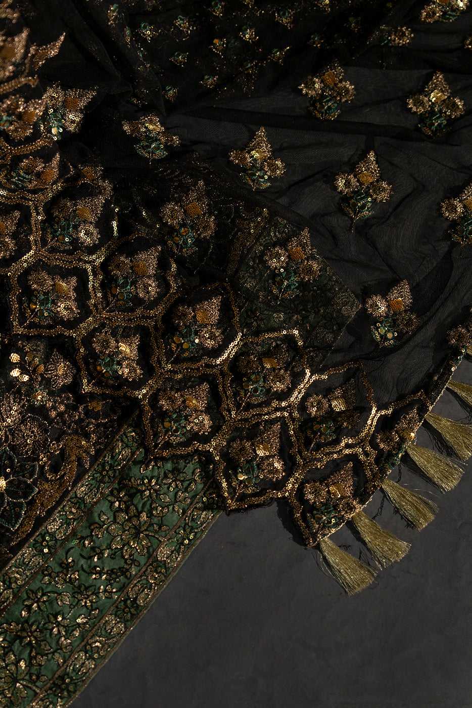 RANI – Black Embroidered Peshwaas 3-Piece Suit - SilkMotif