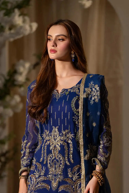 Saphire – Royal Blue Cotton Net 3-Piece Suit