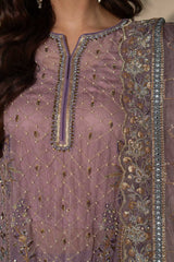 Silk Whisper – Lilac Cotton Net 3-Piece Embroidered Suit-2 - SilkMotif