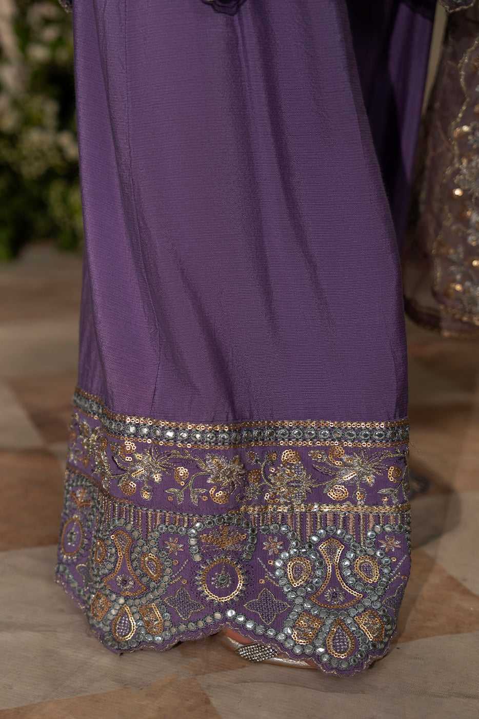 Silk Whisper – Lilac Cotton Net 3-Piece Suit - SilkMotif
