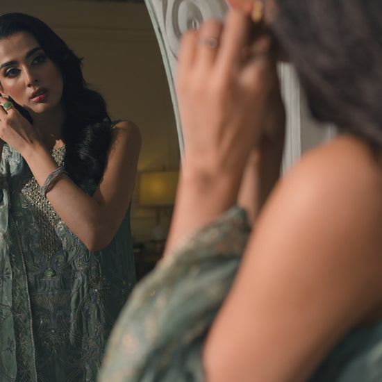 SHINE – Grey Raw Silk Embroidered Semi-Formal 3-Piece Suit - SilkMotif